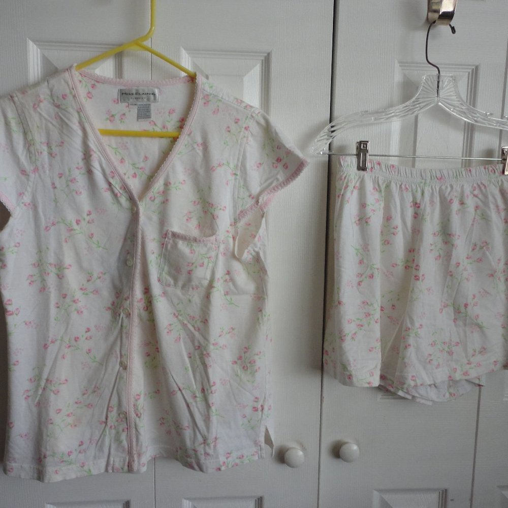 MISS ELAINE 2 PIECE PJ'S    TOP AND SHORTS   MEDIUM   COTTON   NEW WITHOUT TAG